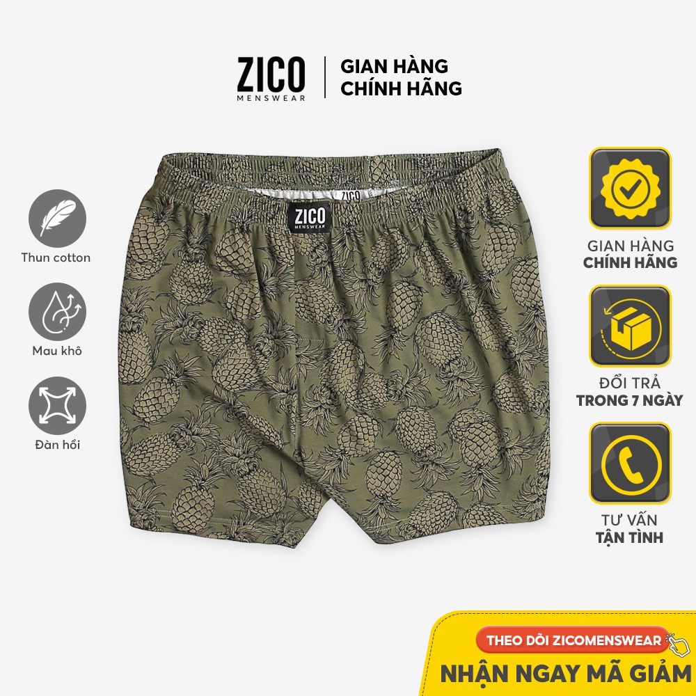 Quần đùi Walrus mặc nhà ZICO MENSWEAR hoạ tiết Rêu Trái Thơm - DT15