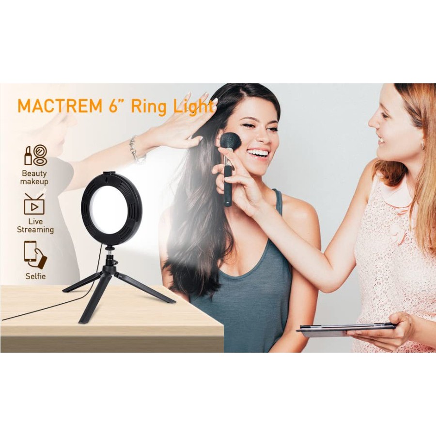 Vòng Đèn Led 6 Inch Plus Kèm Chân Đế Tripod Hỗ Trợ Trang Điểm / Live Stream