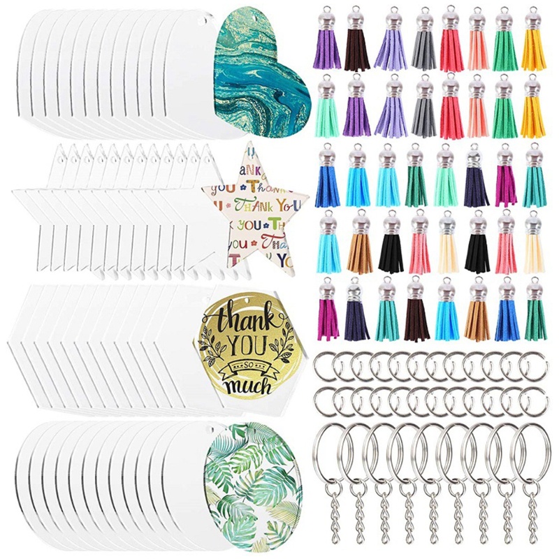 Set Móc Chìa Khóa Bằng Acrylic Hình Ngôi Sao Trái Tim Sáu Mặt Diy Cr