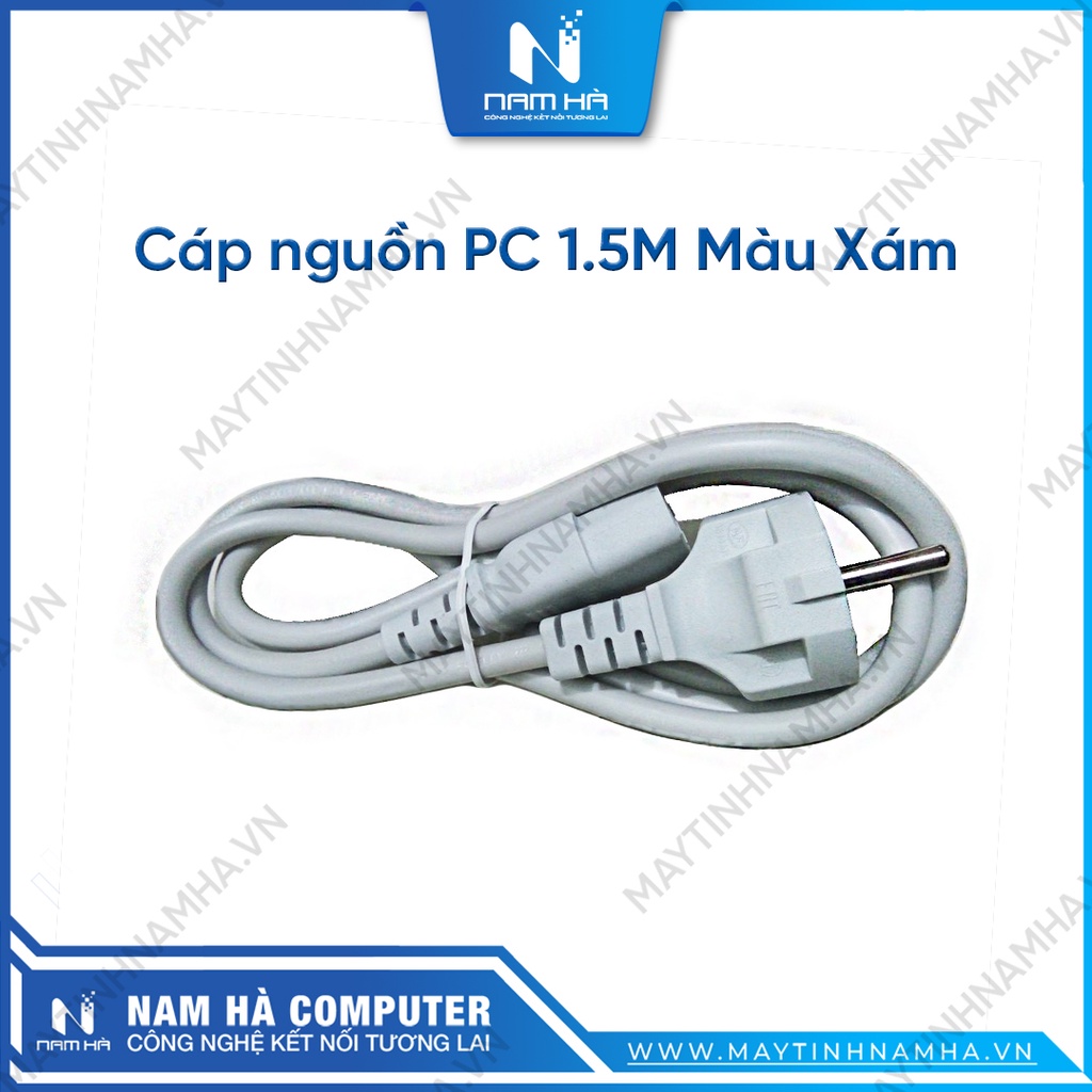 Cáp nguồn PC 1.5M màu xám loại tốt đa năng dùng cho PC, Máy in, nồi cơm điện, ấm đun nước