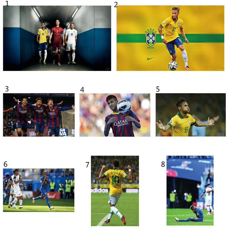 1 miếng dán tường trang trí hình cầu thủ bóng đá Barcelona Paris Saint F.C Neymar Messi