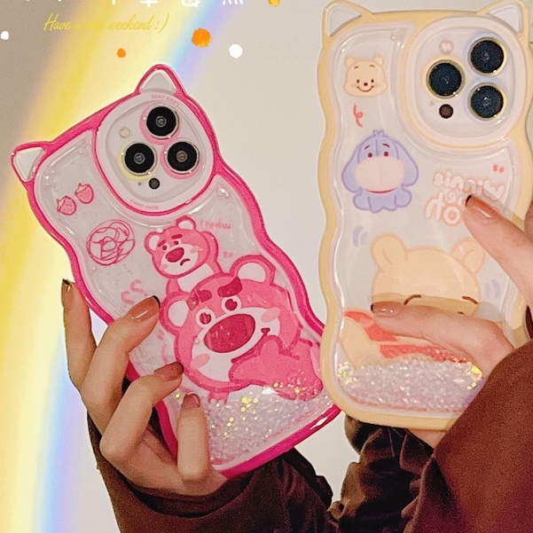 Ốp Điện Thoại Cát Chảy Họa Tiết Tai Mèo Winnie the Pooh Cho iPhone XS Max 11ProMax 12