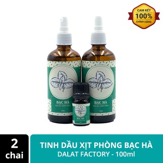 Bộ 2 chai tinh dầu xịt phòng hương Bạc hà - Loại 100ml - Tặng lọ tinh dầu đốt 5ml - Dalat Factory
