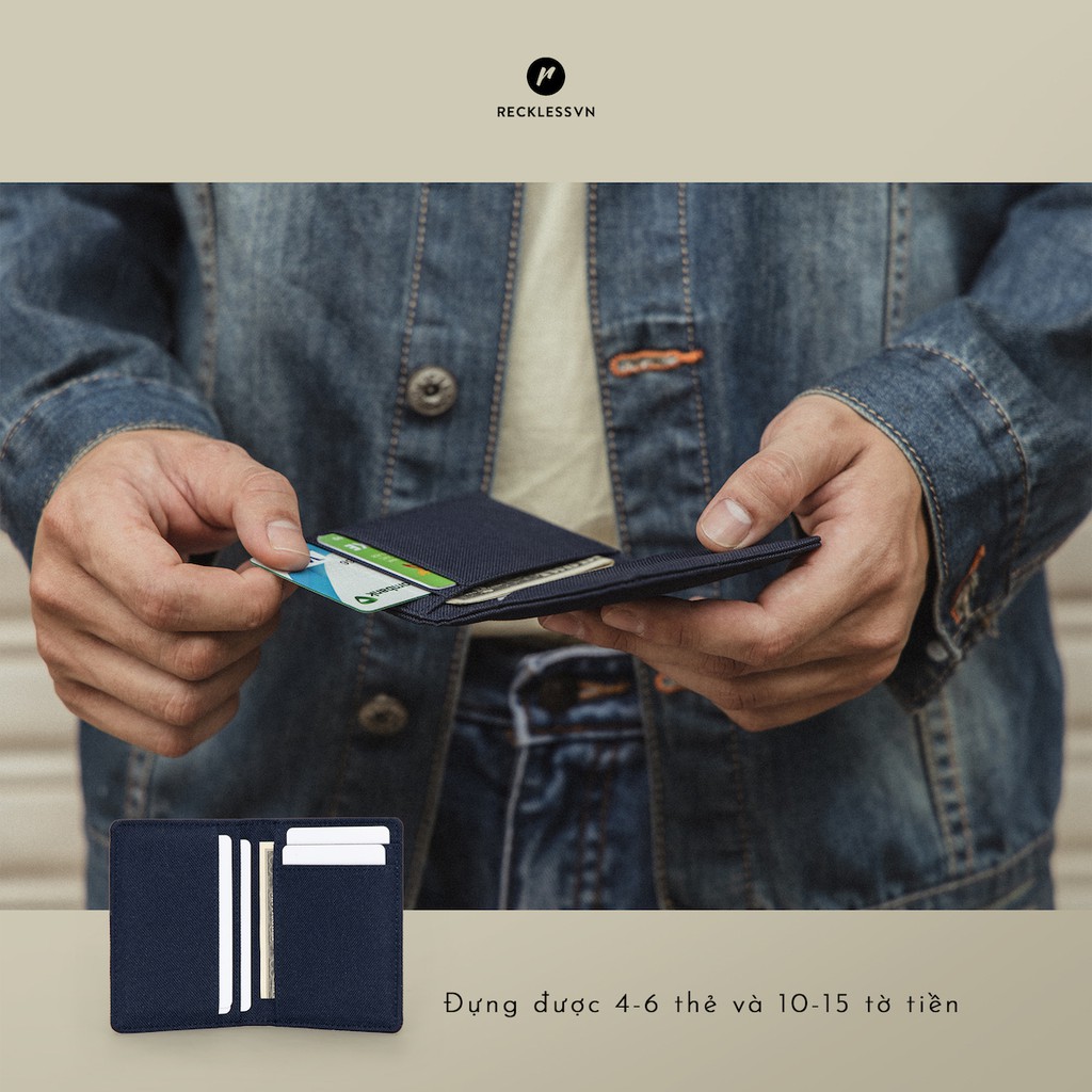 [Mã LT50 giảm 50k đơn 250k] Ví Vải Mini Đựng Thẻ Màu Trơn Reckless Danny Wallet Polyester Kháng Nước