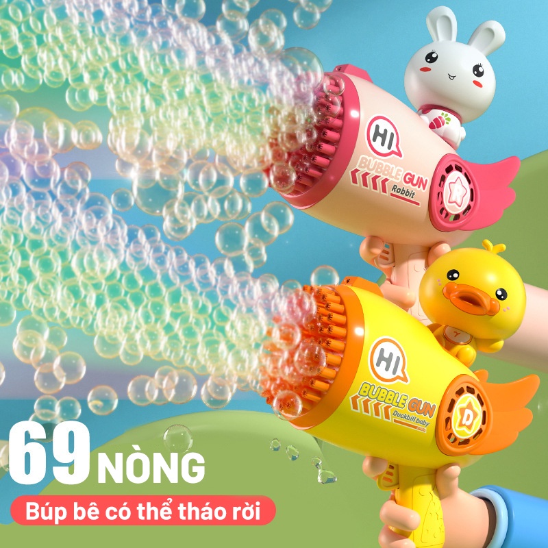 SÚNG BẮN BONG BÓNG 69 NÒNG CỠ LỚN HÌNH ĐỘNG VẬT SIÊU ĐÁNG YÊU - HÃNG DUCKBILL BABY
