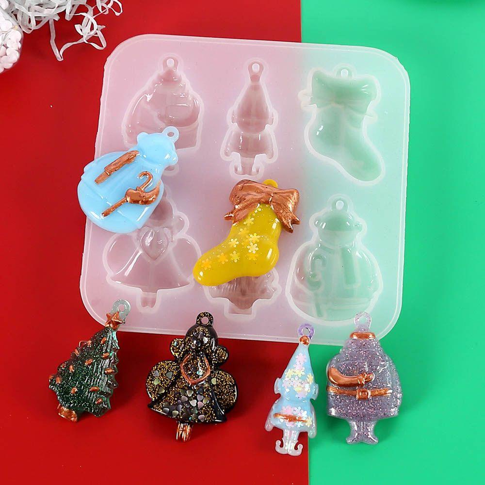 ZAIJIE24 Khuôn Silicone Làm Mặt Dây Chuyền Trang Trí Cây Thông Giáng Sinh DIY