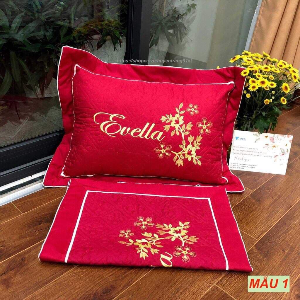 Vỏ Gối Trần Cotton Thêu Hoạ Tiết Nhiều Màu Sắc Size 40*60 | BigBuy360 - bigbuy360.vn