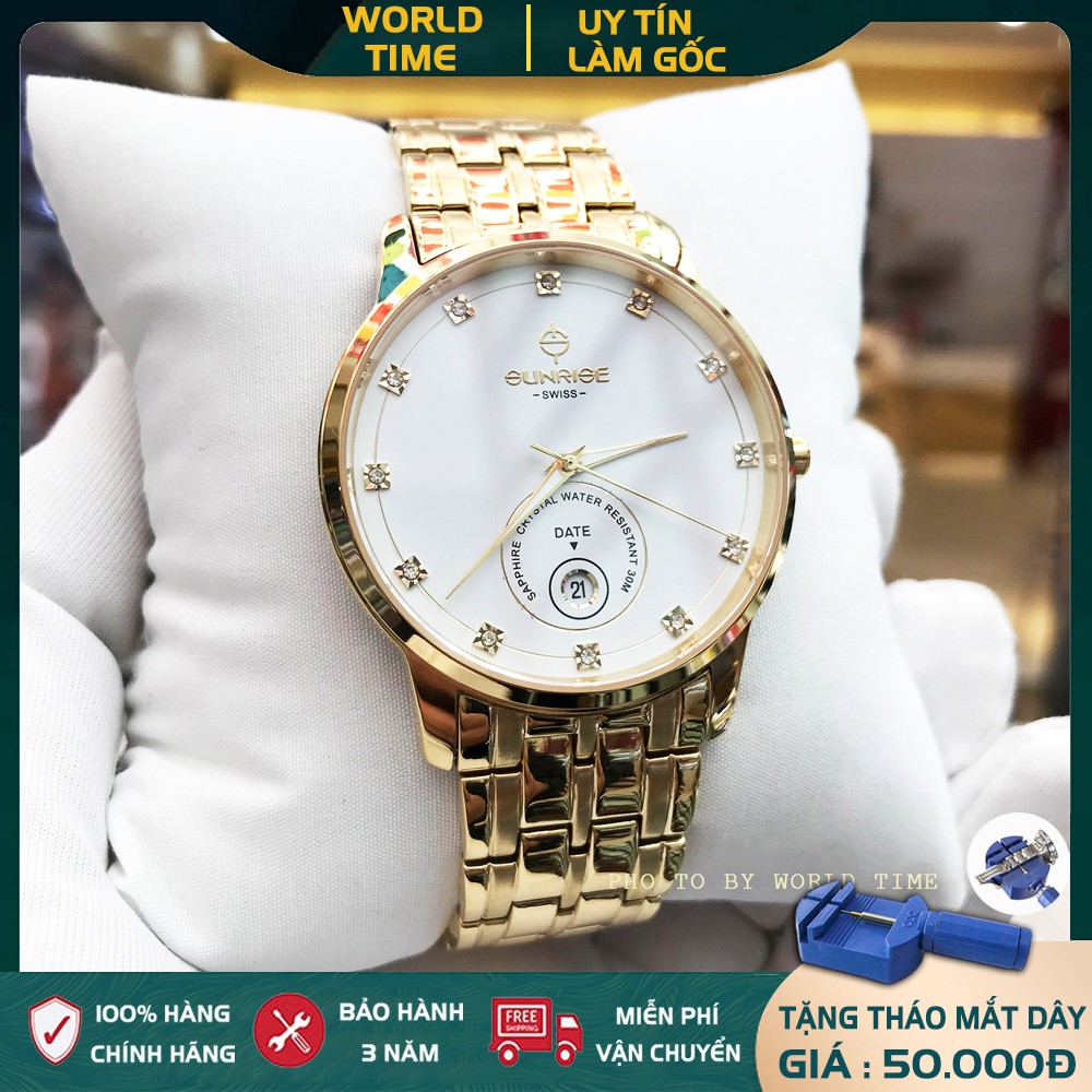Đồng Hồ Nam Sunrise 1138SA W [ Chính Hãng Full Box ] Sapphire Chống Xước , Chống Nước
