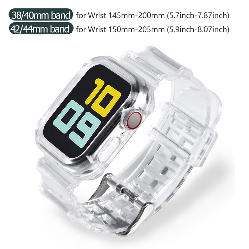 Dây silicone Trong Suốt Đeo Đồng Hồ Thông Minh Apple Watch 7 6 SE 5 4 3 2 1 40mm 44mm 42MM 41MM 45MM