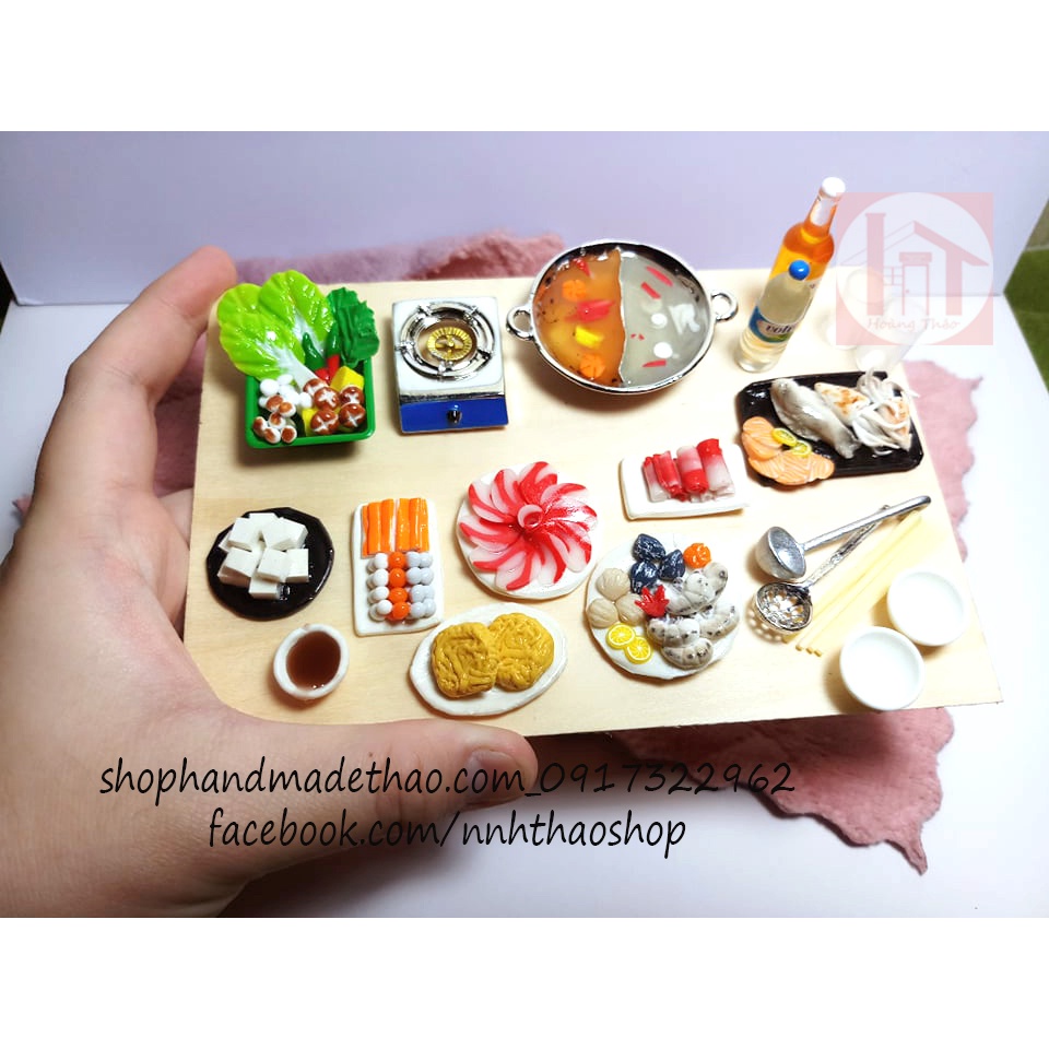 Mô hình thức ăn trang trí dollhouse, roombox_Set lẩu