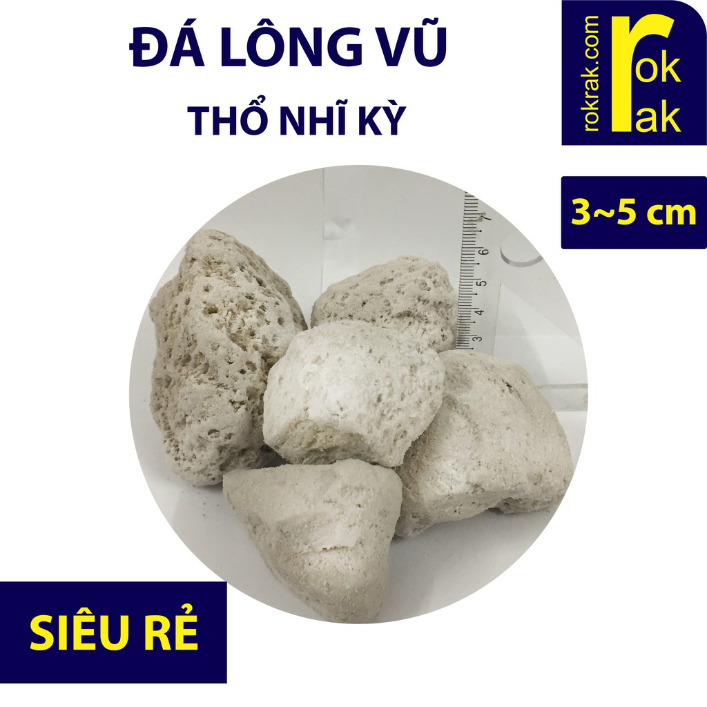 Nham thạch trắng Turkey Thổ size 3-5 cm 1KG- Đá bọt lọc hồ cá