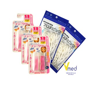 Combo 2 Gói tăm chỉ nha khoa Okamura 90P và 3 Gói bàn chải kẽ răng DR.Polir dạng chữ I