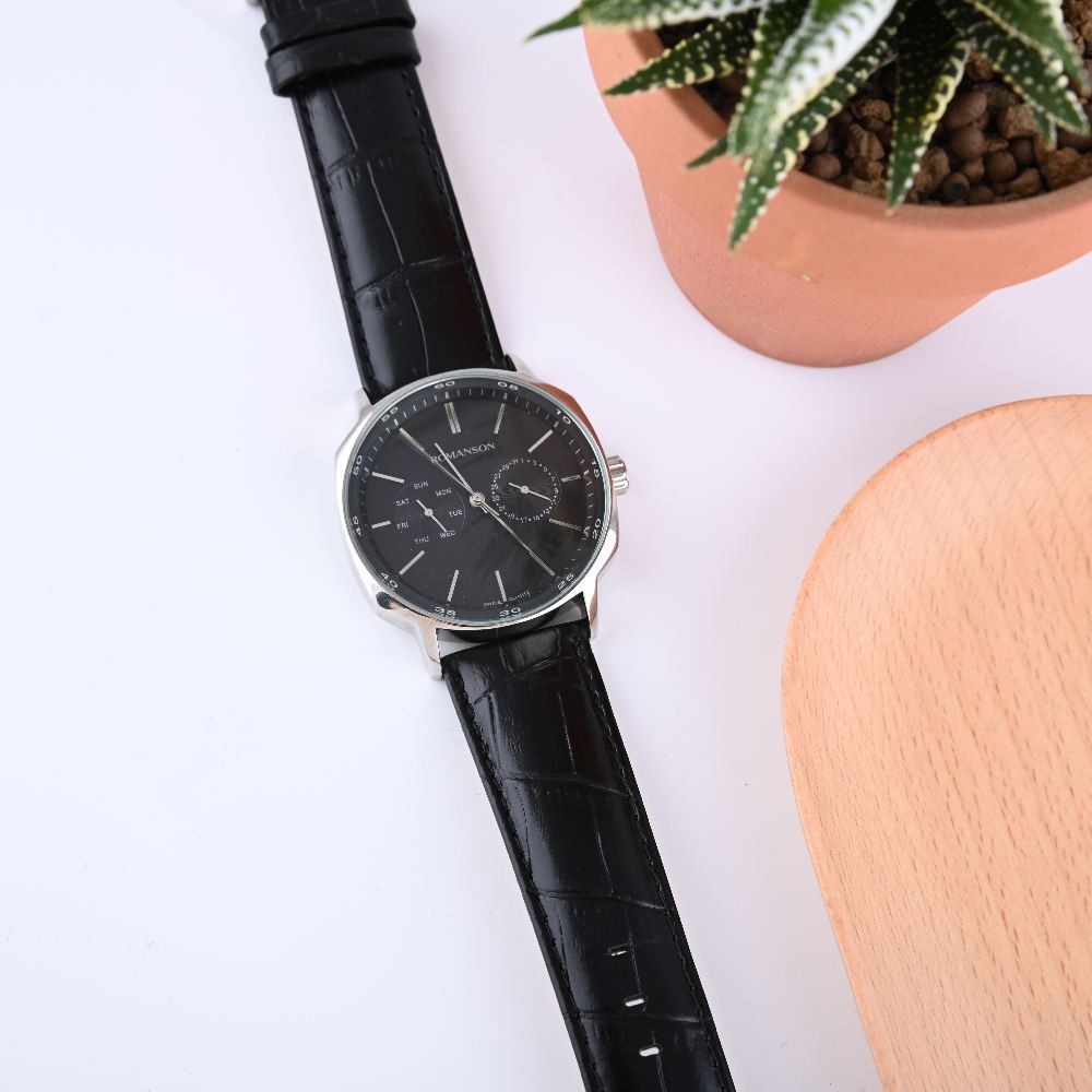 Đồng hồ Romanson Men Watch TL1204BMWBK nam máy Thụy Sĩ chống nước, mặt kính chống xước, dây da cao cấp chính hãng