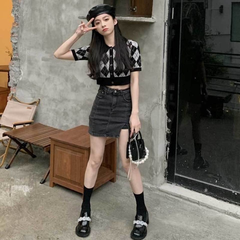 Áo Cardigan Ngắn Tay Cổ Polo Cài Nút Phong Cách Anh Quốc Cổ Điển Cho Nữ | BigBuy360 - bigbuy360.vn