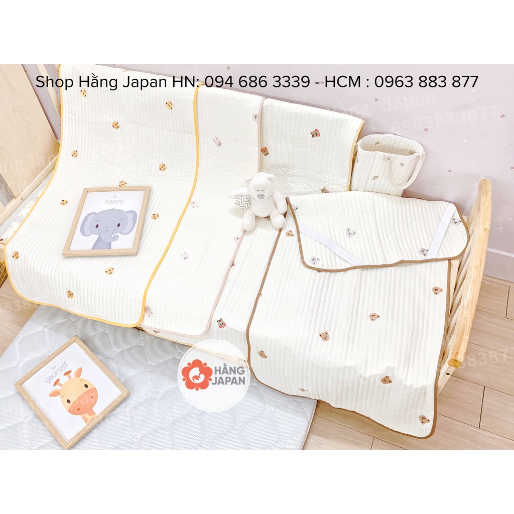 Thảm lót thêu họa tiết chất liệu cotton sợi tre kích thước 60*120cm xinh xắn đáng yêu cho bé