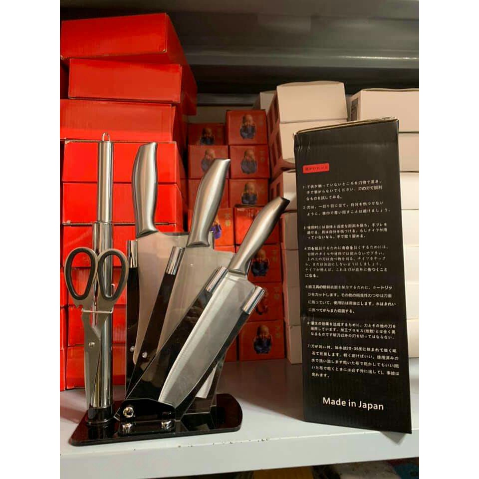 Bộ dao inox 6 món đúc nguyên khối | Bộ dao bếp kiểu Nhật