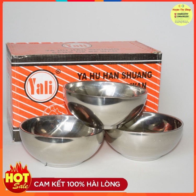 Bộ 10 bát ăn cơm trơn inox 2 lớp cách nhiệt