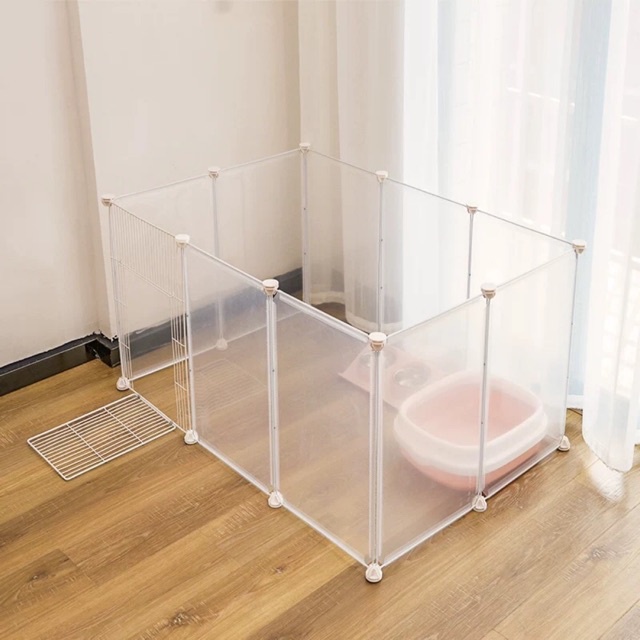 Chuồng Quây Thú Cưng,Lồng Nuôi Chó Mèo Size 45x35cm Nhựa Trắng Trong Suốt