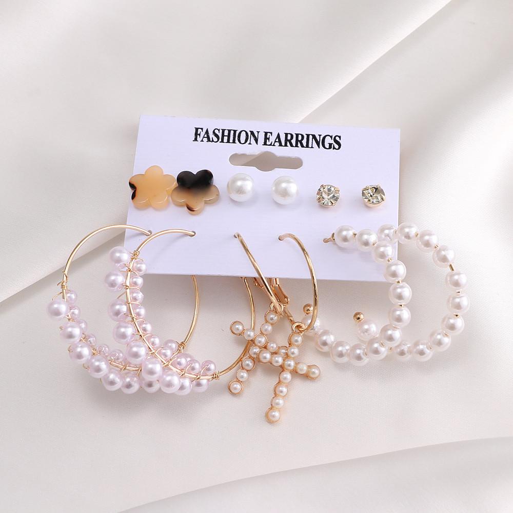 EUCA Set 6 Đôi Bông Tai Mạ Vàng Hình Thánh Giá