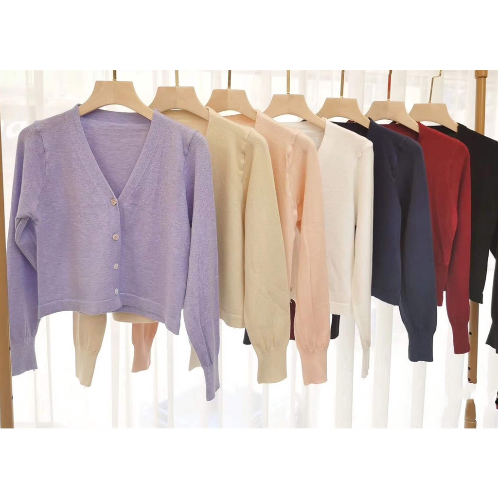 SUXI Áo dệt kim tay dài thiết kế mới thời trang mùa hè theo phong cách Hàn Quốc cho nữ