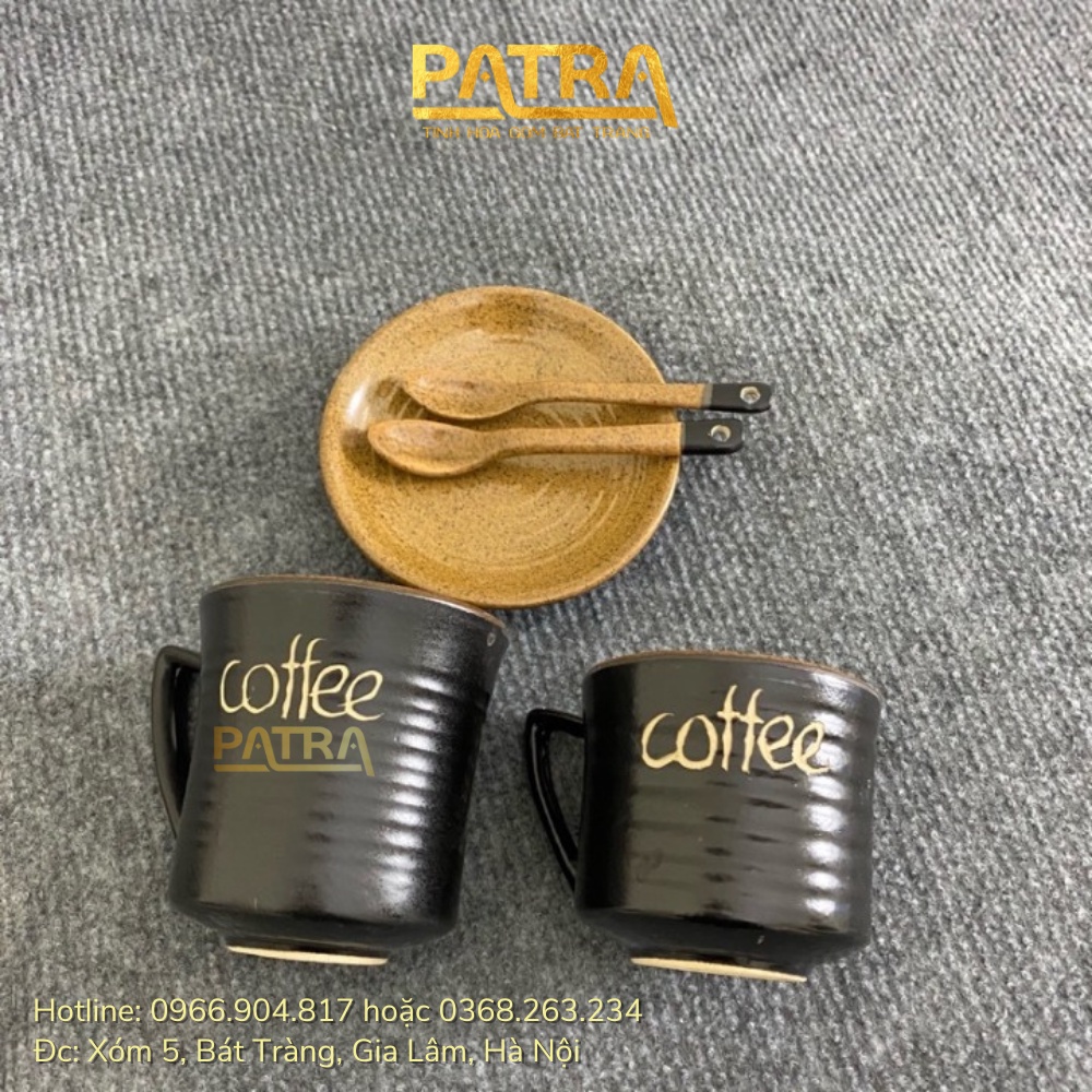Set tách cafe, cà phê quai tam giác kèm đĩa tách trà Bát Tràng