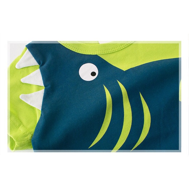 Áo thun ngắn tay in hình cá 3D cho bé trai