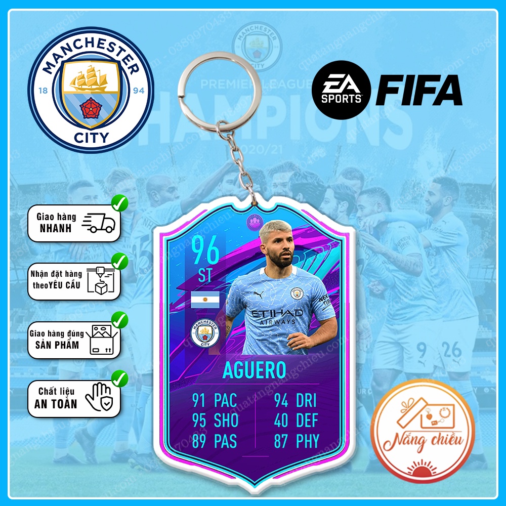 Móc Khóa Kun Aguero, CLB bóng đá Manchester City ☘️MÓC KHÓA THẺ CẦU THỦ☘️