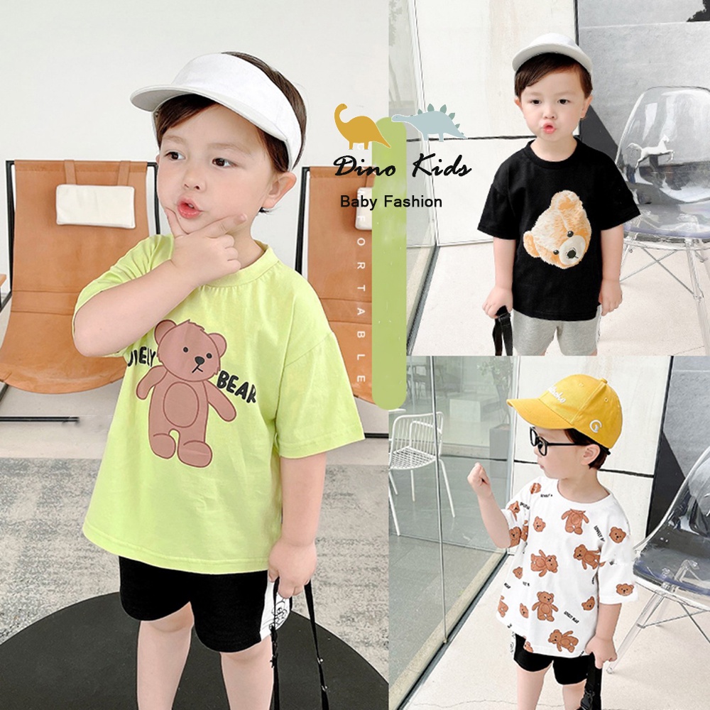 Bộ hè bé trai, bộ quần áo Lovely Bear 3 màu siêu dễ thương cho bé