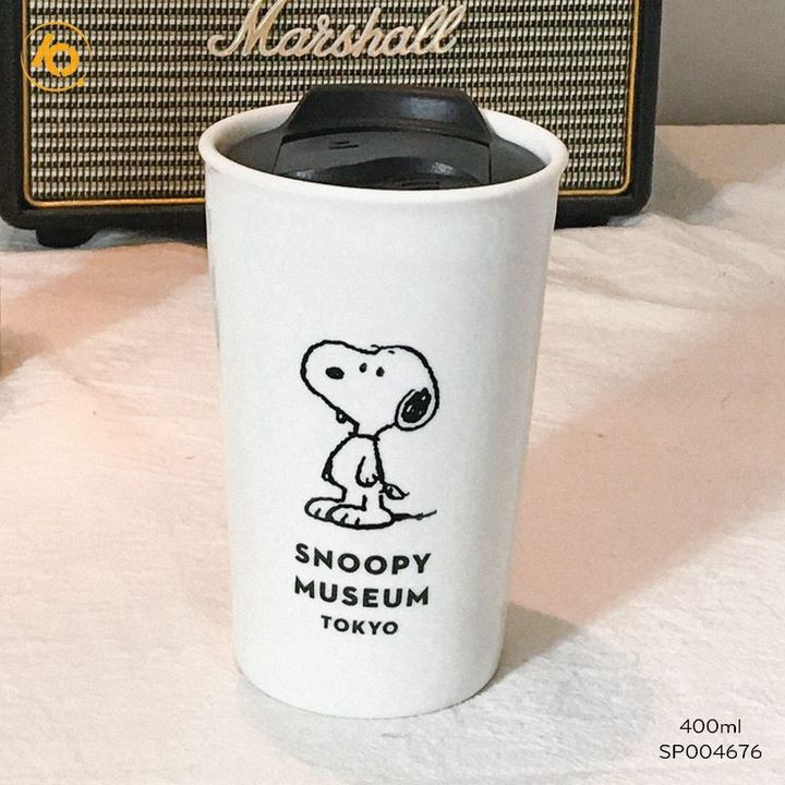 Cốc sứ uống trà, cafe độc đáo 2 lớp Snoopy 400ml - SP004676