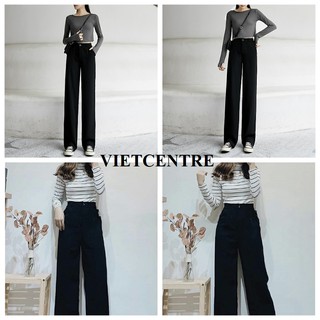 Quần Ống Rộng Cạp Cao Lưng Chun Vải Tuyết Mưa Mịn Mát Hot Trend - VIETCEN