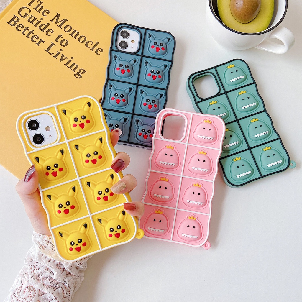 Ốp điện thoại silicon mềm co giãn hình khủng long 3D cho IPhone 12 11 Pro Max XR XS Max Pop It IPhone 7 6 8 Plus