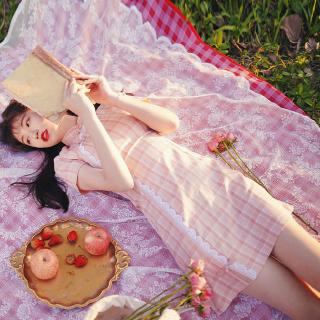 Đầm Sườn Xám Kẻ Sọc Ca Rô Màu Hồng Size S-3Xl
