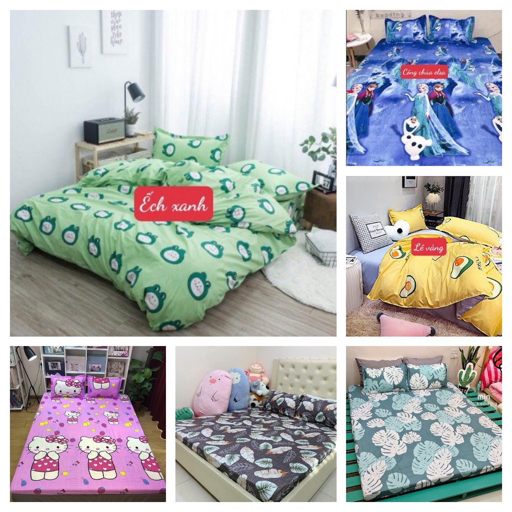 Ga trải giường bọc đệm 1m và 1m2,được chọn mẫu,hello kitty dâu