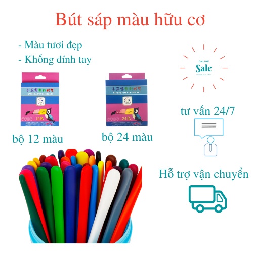 Màu Hữu Cơ, Bút Sáp Màu Hữu Cơ Bộ 12 Màu Và 24 Màu - Không Lem Ra Tay