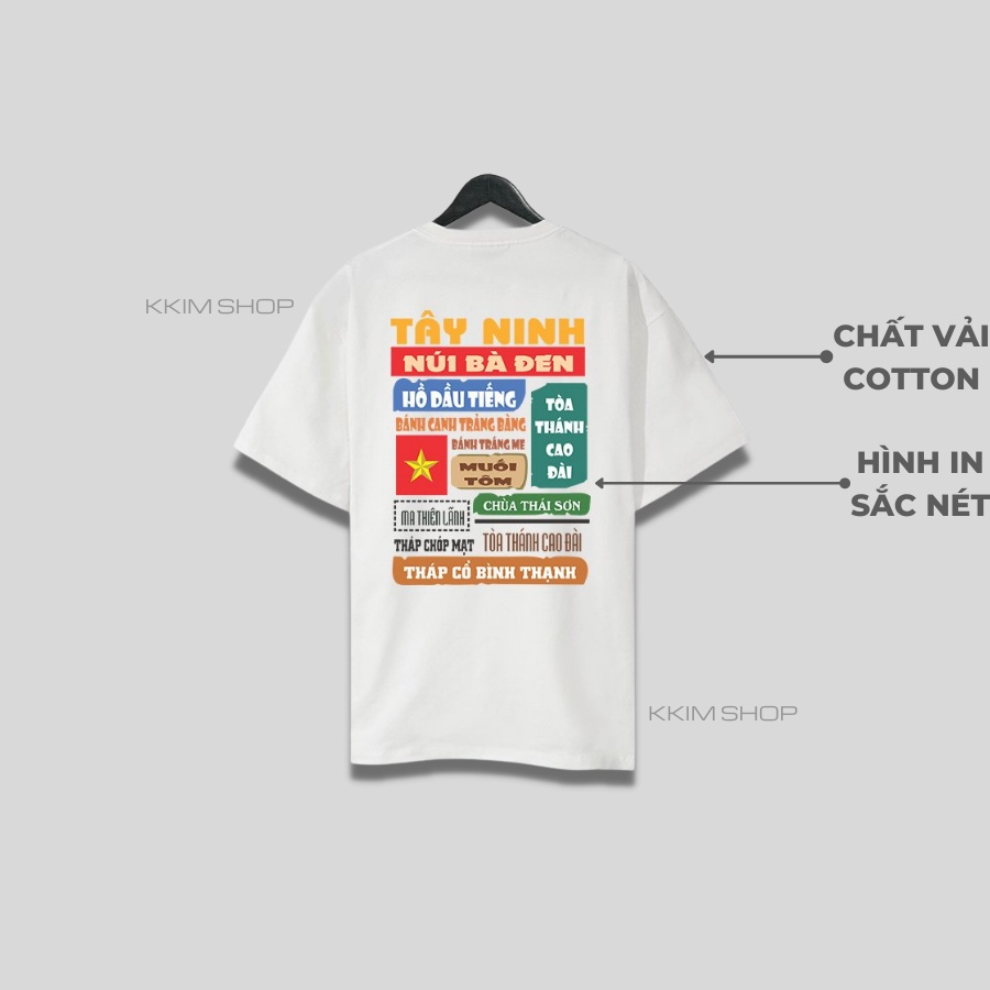 Áo thun tay lỡ TÂY NINH, Áo phông 63 tỉnh thành Form rộng oversize, chất liệu Cotton KKIMSHOP