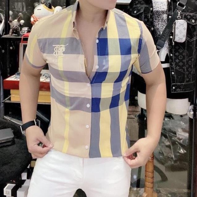 Áo sơ mi họa tiết 3D tay ngắn họa tiết caro thêu HOKO vải lụa ép cao cấp,không nhăn,phong cách trẻ trung,form chuẩn