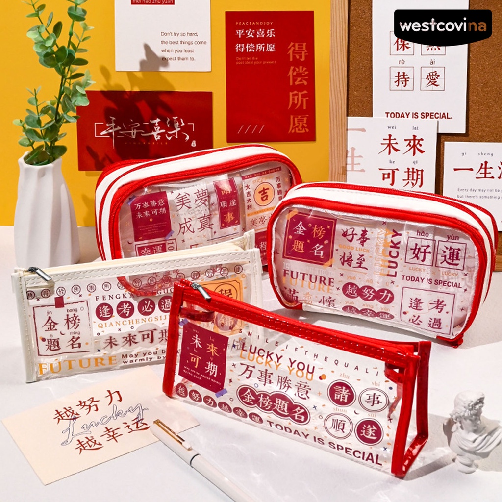 [Hot]✍Túi Đựng Bút PVC Phong Cách Năm Mới Trung Hoa Dễ Thương Cho Học Sinh