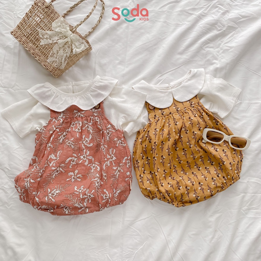 Yếm bé gái SODA KIDS thiết kế cài cúc gỗ, chất liệu xô Hàn vintage mềm và mát