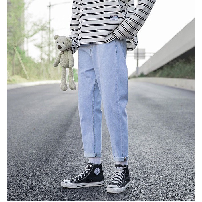 Quần jean màu nâu nam ống rộng CẠP CAO HELLOYOU, Quần bò trắng rộng nam dáng baggy unisex Hàn Quốc top xu hướng 2023