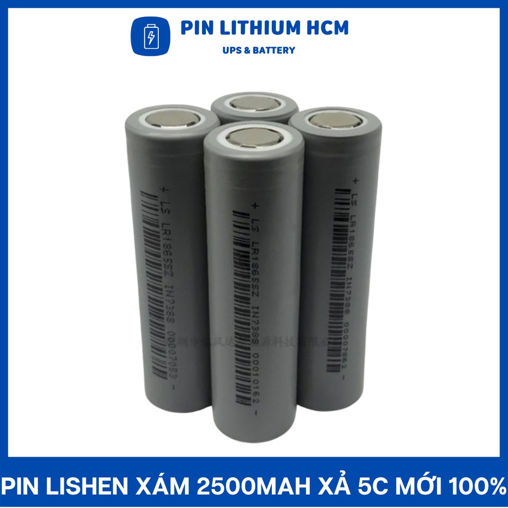 Pin 18650, pin lishen xám 2500mah xả 5C mới 100%