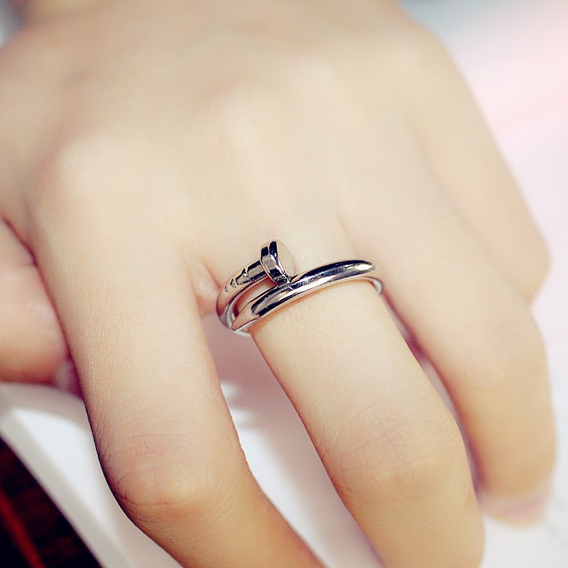 [siêu rẻ] Nhẫn nam nữ N002T hình đinh nhiều màu khớp nối
