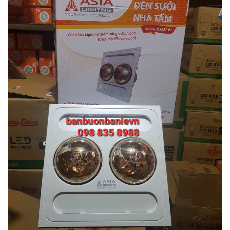 Đèn sưởi nhà tắm âm trần 2 bóng ASIA