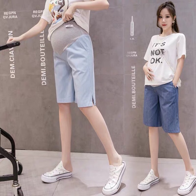 Quần short lửng jeans mỏng cho mẹ bầu(sẵn 1 số size)