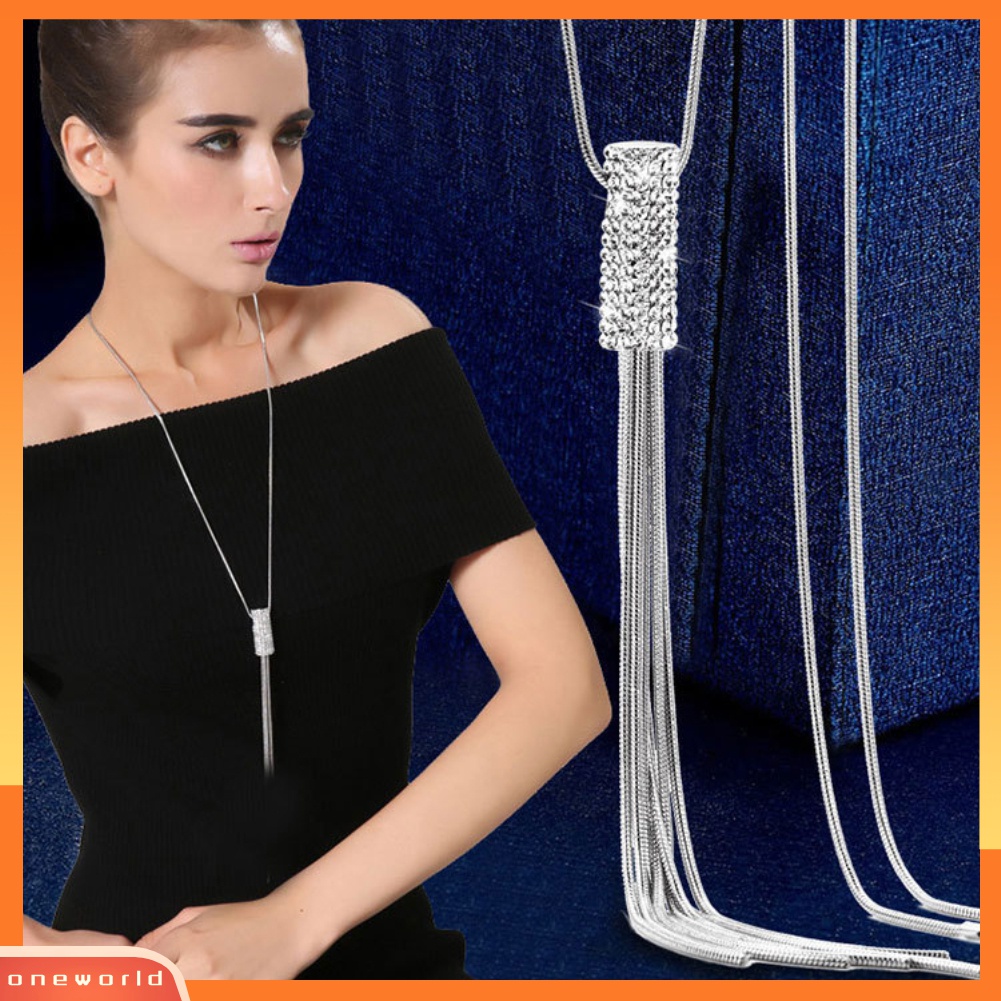 Vòng cổ dáng dài đính đá zircon thời trang tùy chọn màu sắc dành cho nữ