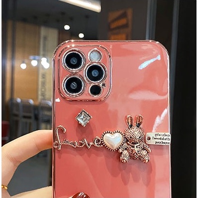 [Hàng sẵn mới về] Ốp lưng trong suốt viền đính chữ Thỏ sang chảnh - Ốp lưng điện thoại