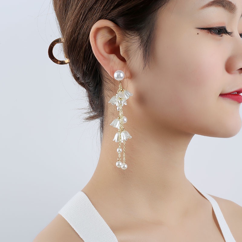 Khuyên Tai Tua Rua Đính Ngọc Trai Thời Trang