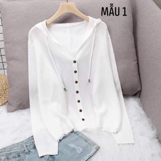 Áo khoác len cardigan mỏng có mũ
