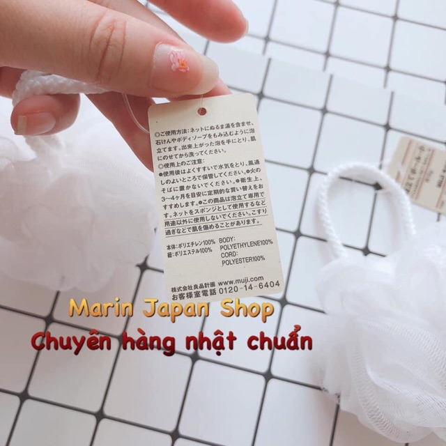 (Hàng Nhật) Bông tắm lưới tạo bọt tròn mềm mịn hàng chính hãng Muji Nhật Bản