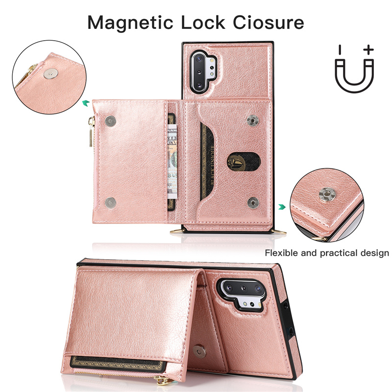 Leather Case Samsung S20FE S10E S20 S10 S9 Plus Ultra Note 20 9 10 Pro A90 Fashion Back Flip Cover Casing Backpack Bag Lanyard Zipper Single Shell