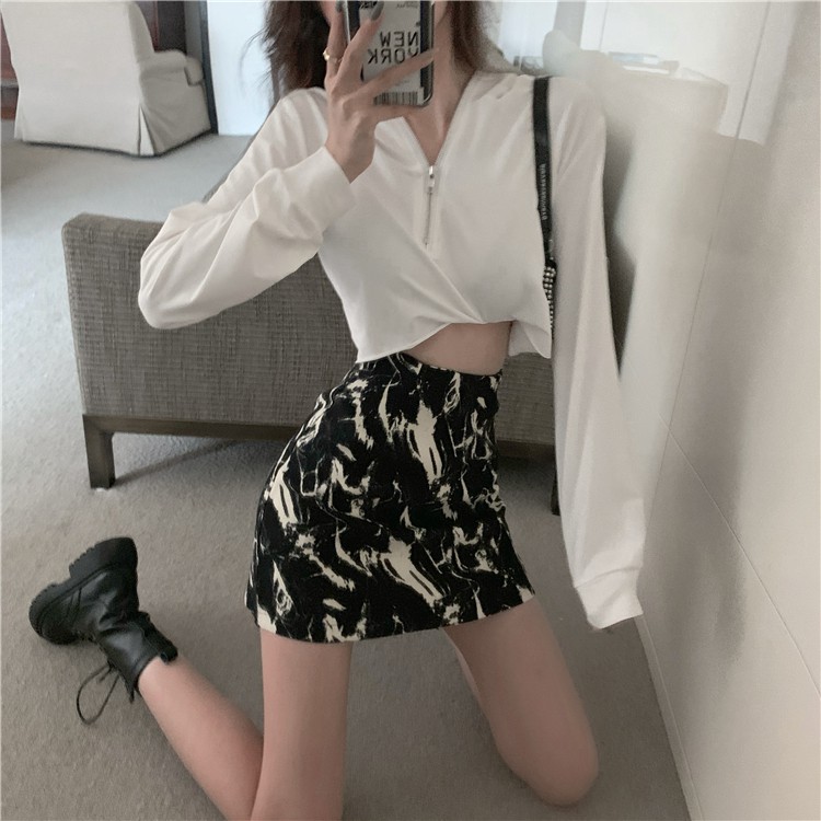 【Cocory】Chân Váy Chữ A Lưng Cao Phối Màu Nhuộm Độc Đáo Phong Cách Retro Hàn Quốc | BigBuy360 - bigbuy360.vn